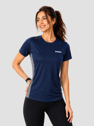 DENSSE Women's Half Sleeves Gym Sports T-Shirt NAVY