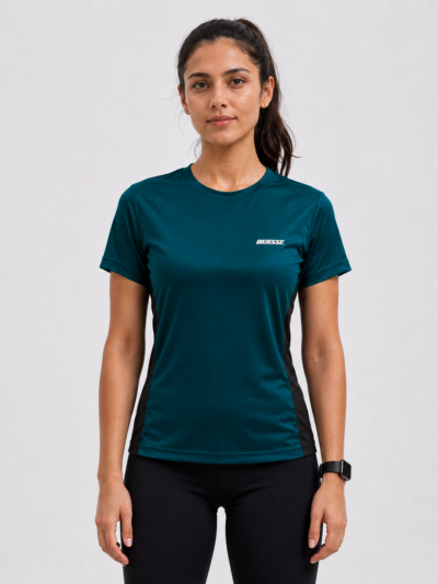 DENSSE Women's Half Sleeves Gym Sports T-Shirt Green