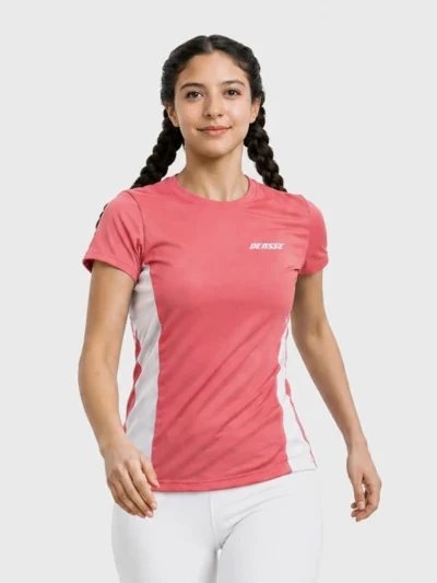 DENSSE Women's Half Sleeves Gym Sports T-Shirt Pink