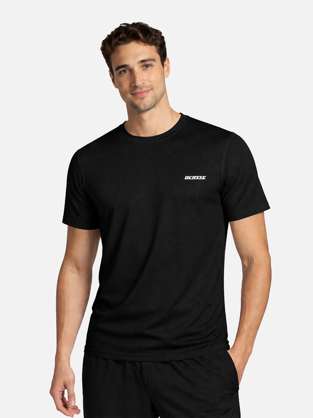 Densse Solid Men Round Neck Black T-Shirt
