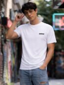 Densse Solid Men Round Neck Black T-Shirt White